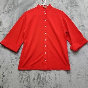Vintage Lee Mar Jacket Womens S Red Pageantry Knit Half Sleeve Stretch Casual